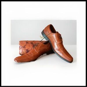 Men’s Freeman Colter size 9.5 brown faux leather lace up Oxford dress shoes